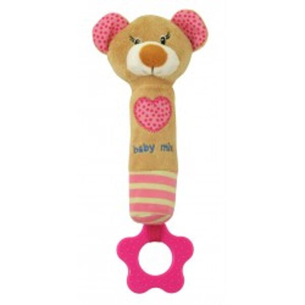 Rotaļlieta ar pīkstuli rozā lācēns, 16431P BabyMix